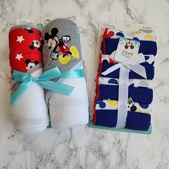 Disney Mickey baby towels & Washcloths  Baby Shower Gift - Picture 1 of 5